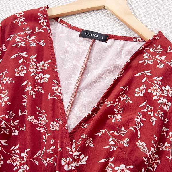 Vestido Curto Canelado Floral