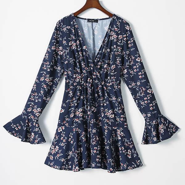 Vestido Curto Canelado Floral