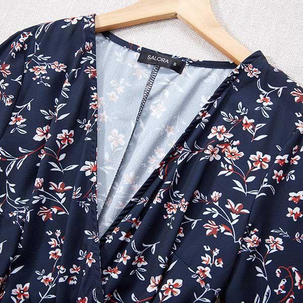 Vestido Curto Canelado Floral