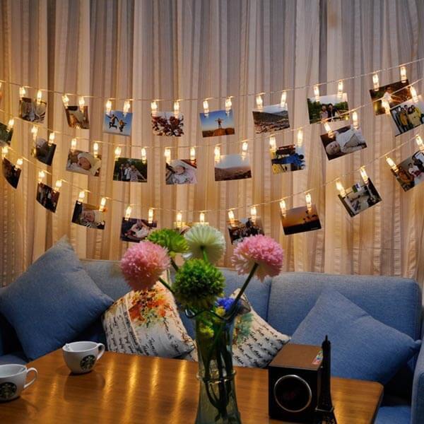 Cordão de Luzes Led com Pregadores para Fotografias - Photo Clip Lights