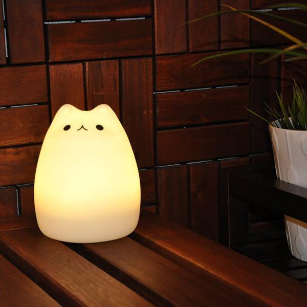 Gato Abajur Luminária que Troca de Cor com Sensor de Toque