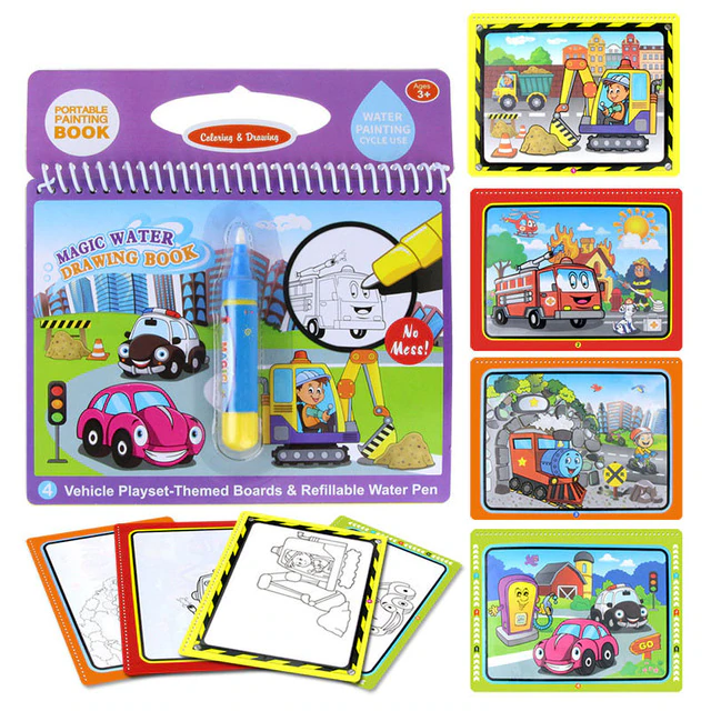 kit 2 Livros Infantis para Colorir à Base de Água Magic Fun