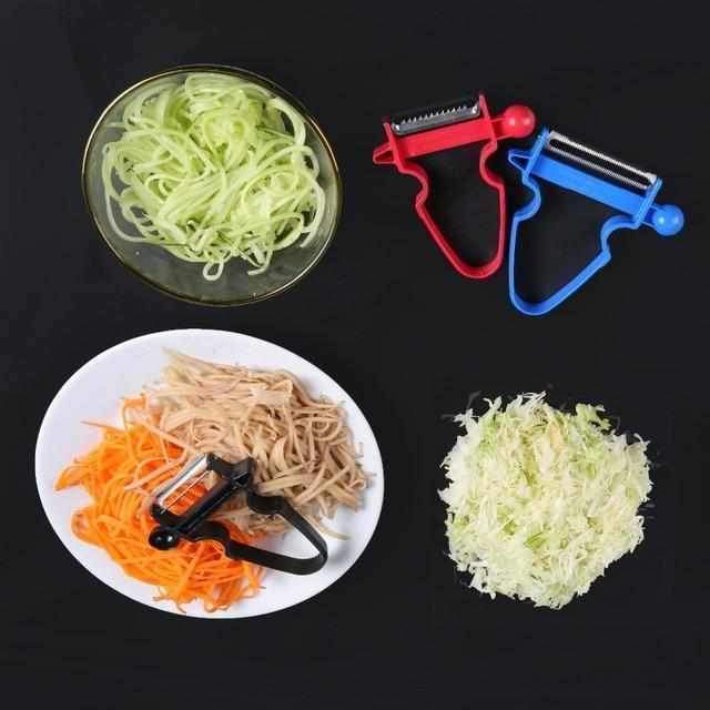 Kit Descasca Tudo - Ralador Fatiador Descascador Frutas Legumes (3 peças)
