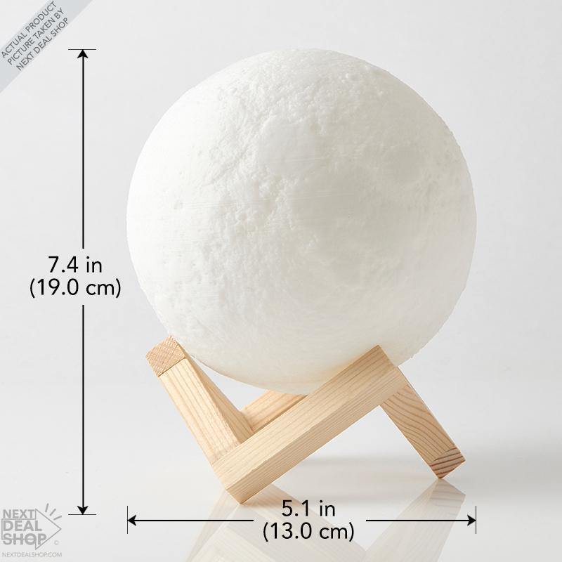 Lua Luminária 3D (com Stand em Madeira) - MoonLight