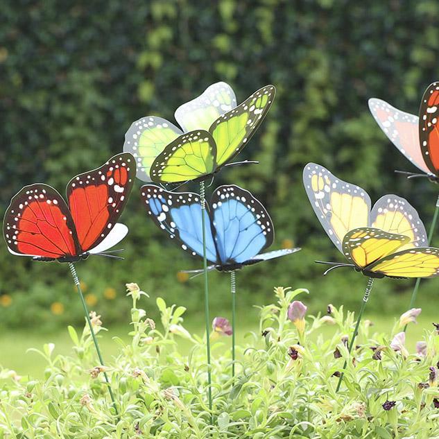 Kit com 24 Borboletas de Jardim em Estacas