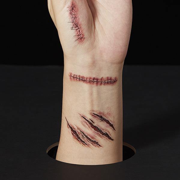 20 Peças de Pacote Duplo - Tatuagens Adesivas de Cicatrizes para Halloween