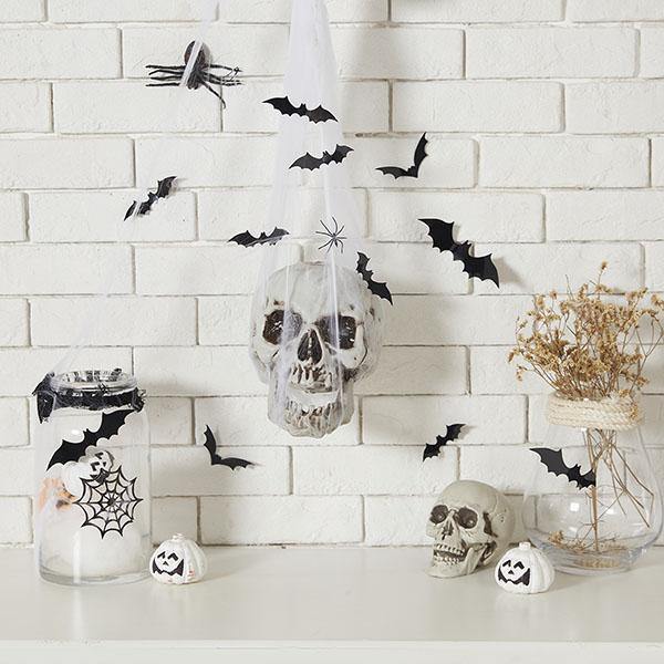 12 Peças de Adesivo de Parede para Decoração de Morcego 3D