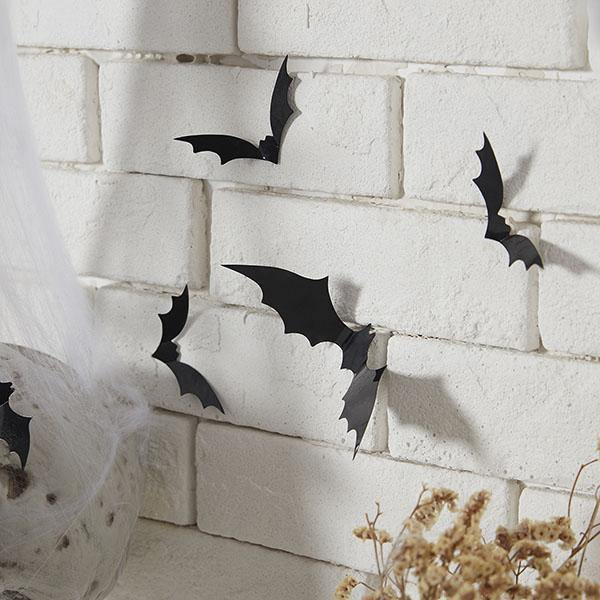 12 Peças de Adesivo de Parede para Decoração de Morcego 3D
