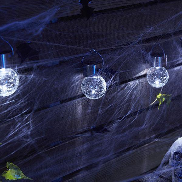 3 Pcs Luzes em Vidro Rachado de Halloween à Energia Solar