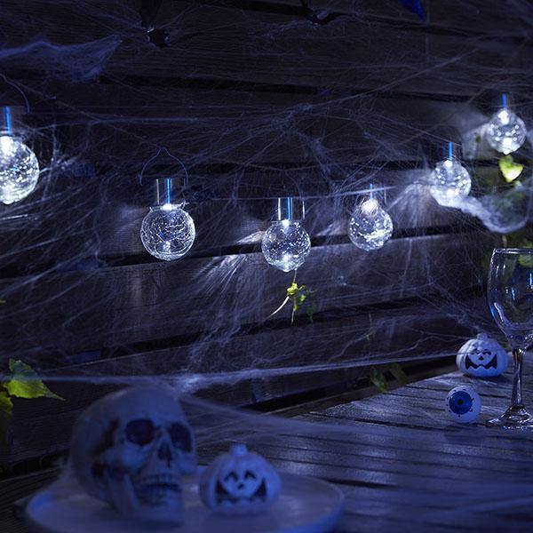 3 Pcs Luzes em Vidro Rachado de Halloween à Energia Solar