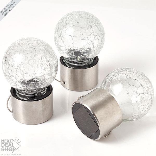 3 Pcs Luzes em Vidro Rachado de Halloween à Energia Solar