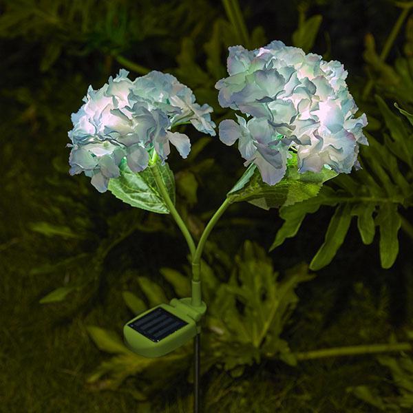 2 Peças Estaca de Luzes LED de Hortênsia Movida à Energia Solar