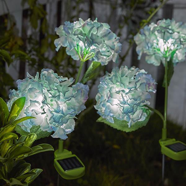2 Peças Estaca de Luzes LED de Hortênsia Movida à Energia Solar