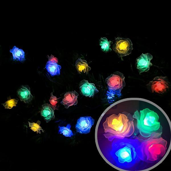 Luzes LED Solares de Rosas