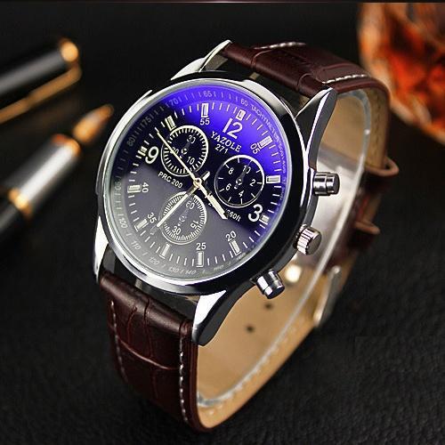 Relógio Masculino de Quartzo com Pulseira em Couro Yazole Classic