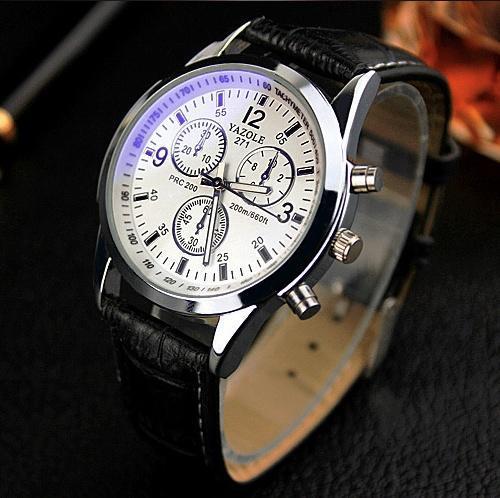 Relógio Masculino de Quartzo com Pulseira em Couro Yazole Classic