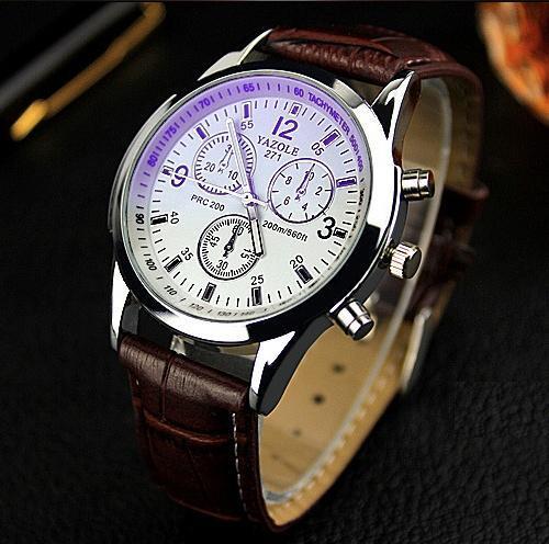 Relógio Masculino de Quartzo com Pulseira em Couro Yazole Classic