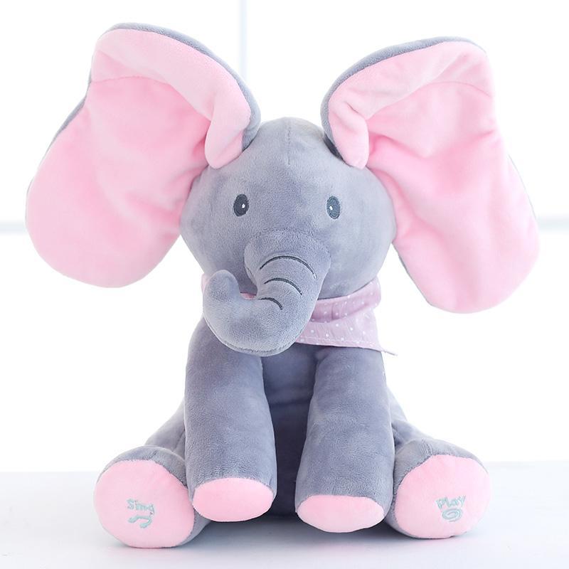 Elefante de Pelúcia Musical Canta e Mexe as Orelhas