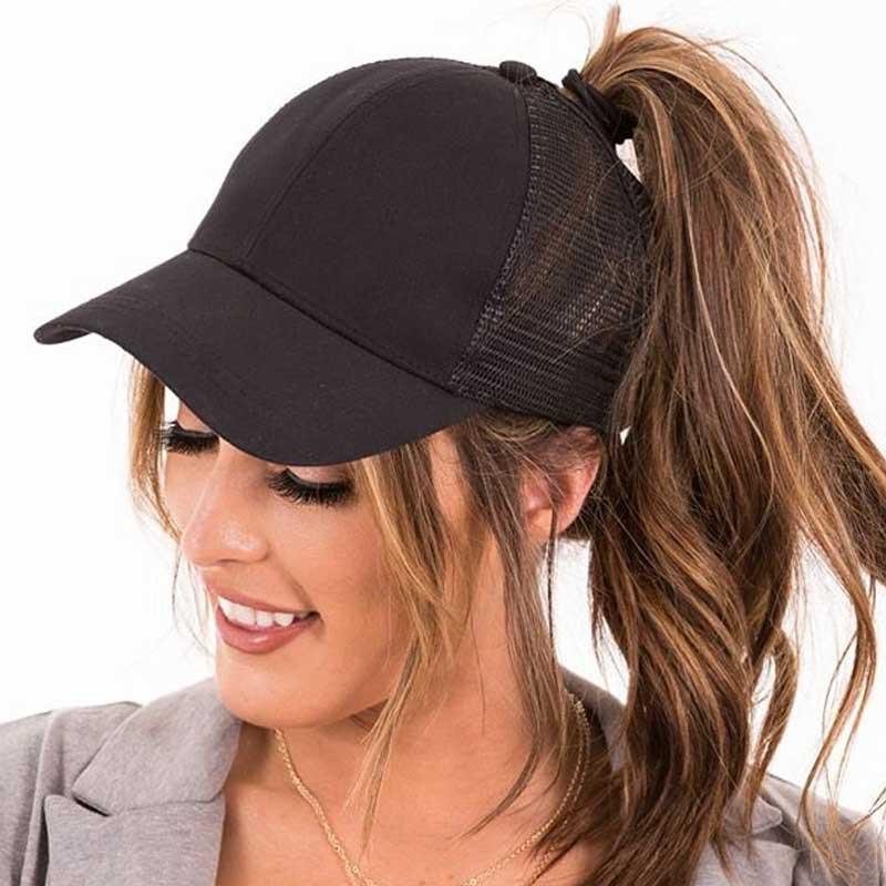 Boné Liso Feminino Rabo de Cavalo Respirável Basico em Algodão