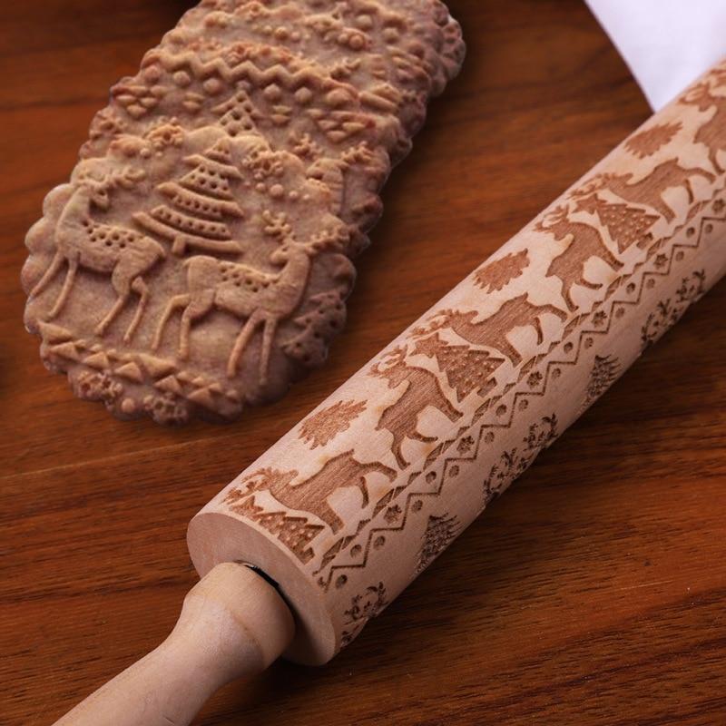 Rolo de Massa em Madeira com Temas Natalinos DecoRoller
