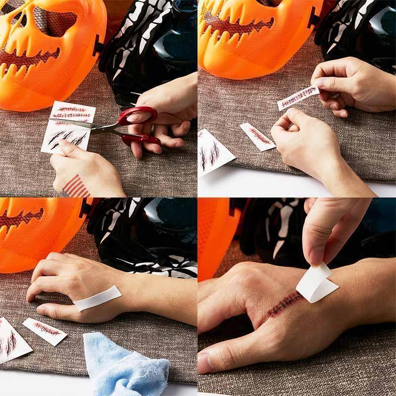 20 Peças de Pacote Duplo - Tatuagens Adesivas de Cicatrizes para Halloween