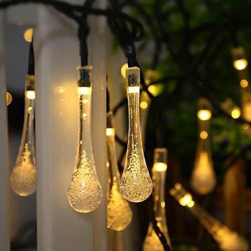 Kit 20 Lâmpadas de LEDs Gota de Orvalho Movido a Energia Solar com 8 modos de Luz