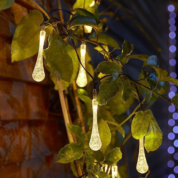Kit 20 Lâmpadas de LEDs Gota de Orvalho Movido a Energia Solar com 8 modos de Luz
